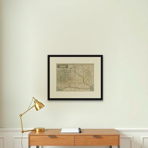 Mercator's Ptolemaic Map of the Holy Land, Cyprus and Syria, circa 1580, shown framed on a wall, true to size