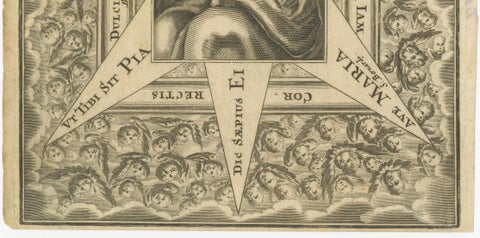 Virgin Mary with Child, Baroque Devotional Engraving, Penzinger, c.1700, close-up 4