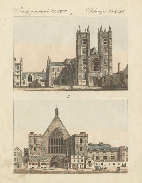 Westminster Abbey and Winchester Cathedral, Bertuch's Picture Book, circa 1800, close-up 4