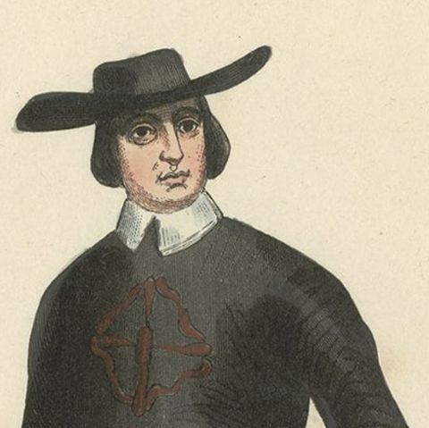 Antique Print of a Monk of Burgos, 1845, close-up 1