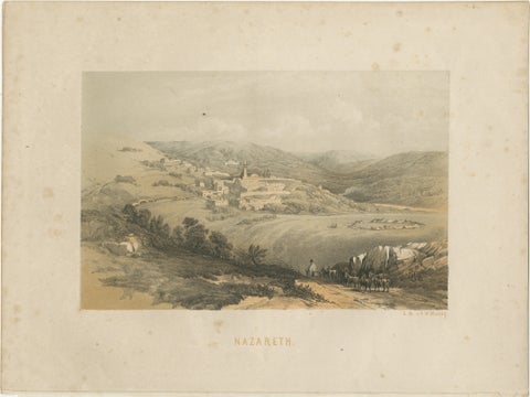 1862 Chromolithograph of Nazareth, Biblical Landscape After David Roberts, view 2