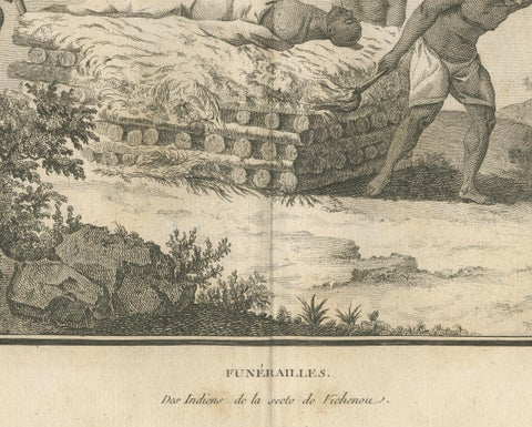 Hindu Funeral Ceremony, Vaishnavite Rites, Sonnerat Engraving, Paris 1806, close-up 1