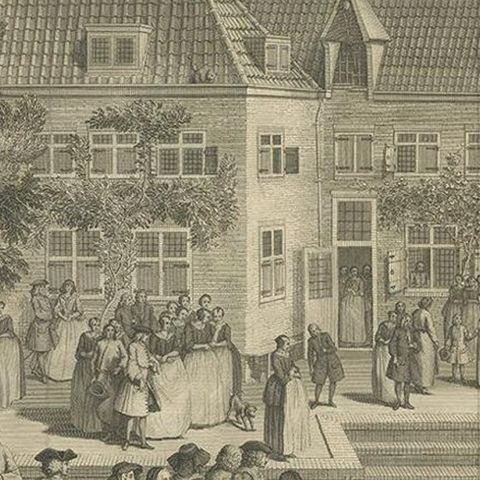 Antique Print of the Baptism of Christians by Bernaerts, 1736, close-up 2