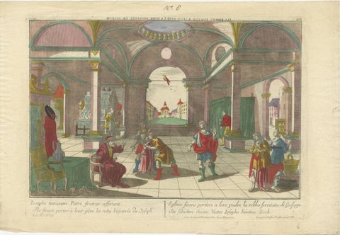 Optica Print of Joseph's Robe Shown to Jacob, 1770, Hand-Colored Biblical Scene, view 2