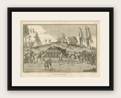 Chinese Funeral Procession with Palanquin, Engraving after Sonnerat, 1806, shown framed