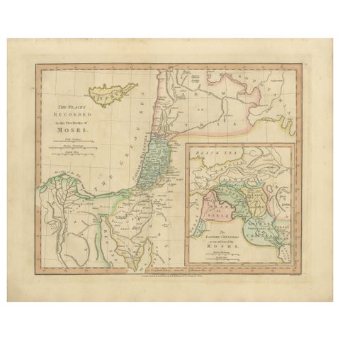 Places Recorded in the Five Books of Moses, Biblical Holy Land Map, 1827