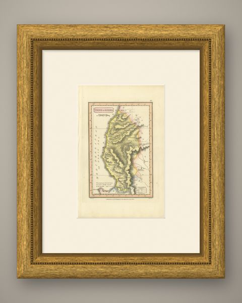 Hand-Colored Antique Map of the Tribe of Asher, Wyld, 1823, shown framed
