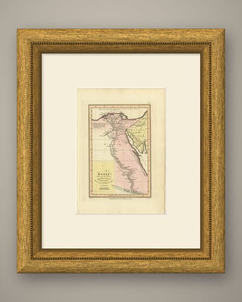 Antique Map of Egypt and the Nile in the Holy Scriptures, Wyld, 1823, shown framed
