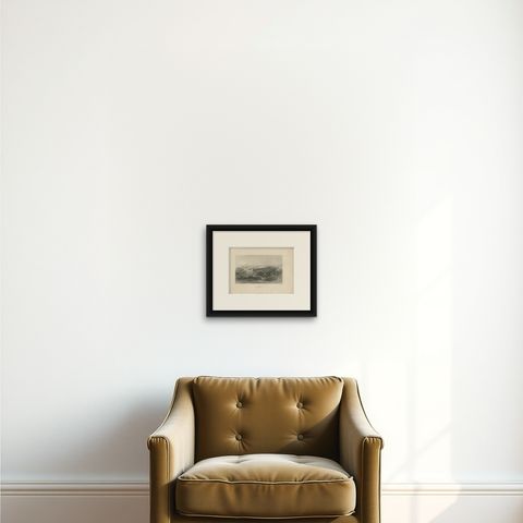 Antique Print of Jerusalem, c.1840, shown framed on a wall, true to size