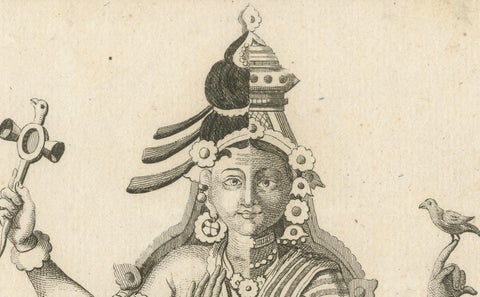 1806 Engraving: Chiven as Ardhanarishvara, Divine Union in Hindu Mythology, close-up 5
