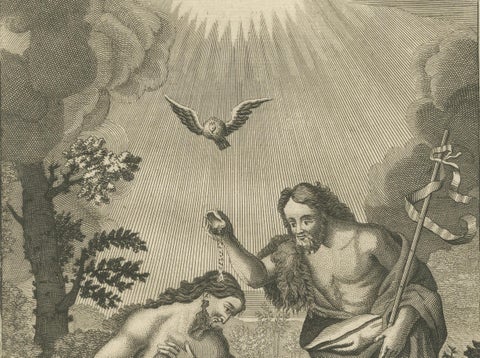 Set of Biblical Engravings, Adoration, Flight to Egypt & Christ’s Baptism, 1735, close-up 2