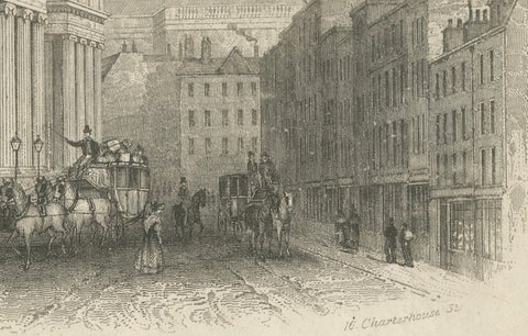 Post Office and St. Paul's Cathedral, London, Engraving by J. Shury, ca. 1850, close-up 2