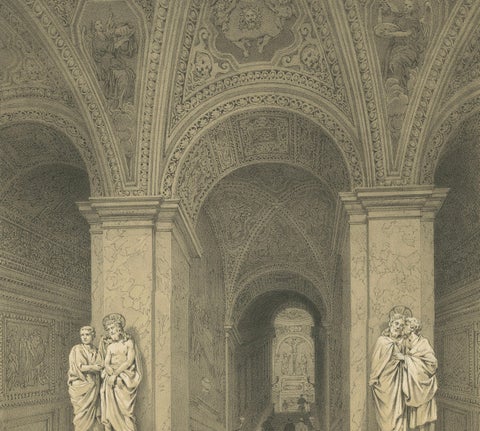 The Holy Staircase (Scala Santa), Rome, Sacred Interior Scene, 1868, close-up 6