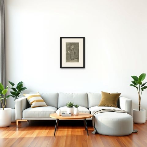 Print of a Mufti or Sunni Islamic Scholar, an Interpreter of Islamic Law, c.1725, shown framed in a room, true to size