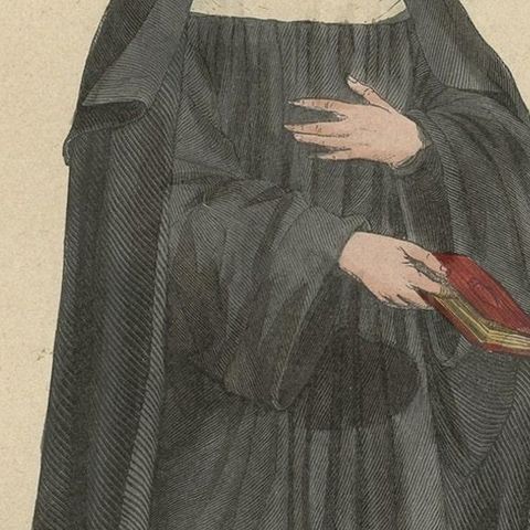 Antique Print of a Nun of the Canonesses of St. Augustine, 1845, close-up 3