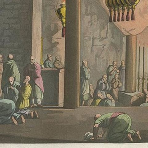 Antique Print of the Church of Bethlehem by Ferrario, '1831', close-up 1
