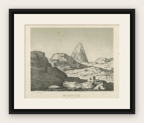 Islamic Landscape Print Mountain of Hira Mecca, 1863 Dutch Lithograph, shown framed