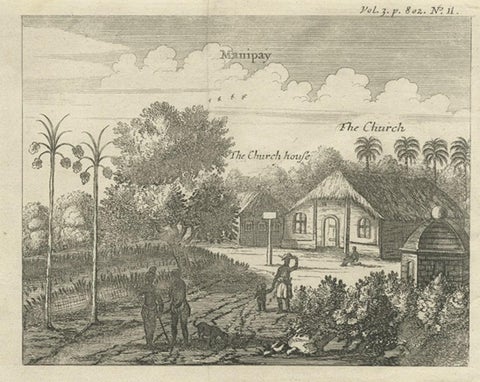 Antique Print of various Churches on Ceylon or Nowadays Sri Lanka, 1704, close-up 2