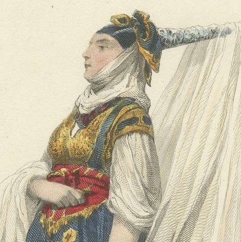 Jewish Bride Print Algeria 1853 by Compte-Calix, Hand-Colored Lithograph, close-up 4