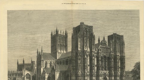 Antique Print of Wells Cathedral from the Illustrated London News, 1879, view 3