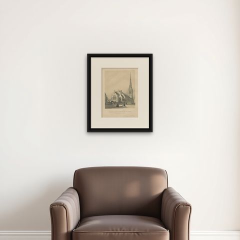 St. George's Cathedral: A Gothic Revival Landmark of London's Catholic Heritage, shown framed on a wall, true to size