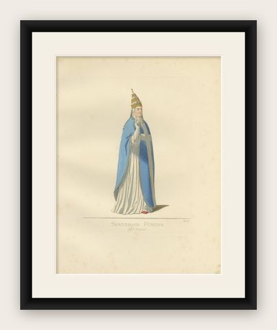 Antique Print of a Sovereign Pope by Bonnard, '1860', shown framed