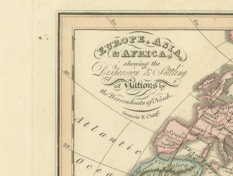 Europe, Asia and Africa After the Flood, Antique Wyld Map, 1823, close-up 1