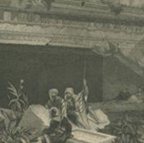 Antique Print of the Tomb of the Kings in Jerusalem, 1836, close-up 1