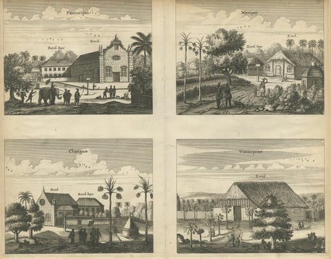 Antique Print of the Churches of Paneteripoum, Manipay, Changane and Vanarpone, view 2