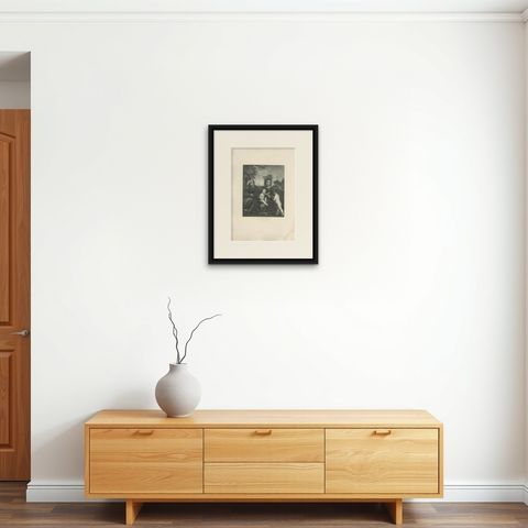 Antique Print of 'The Holy Family' Made after Fra Bartolommeo 'c.1890', shown framed on a wall, true to size