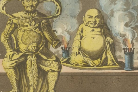 Chinese Religious Figures and Temple Statues, Ferrario Costume Series, 1815, close-up 2