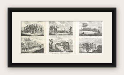 Ceremonial Practices and Rituals of Indigenous Australians in New Holland, 1836, shown framed