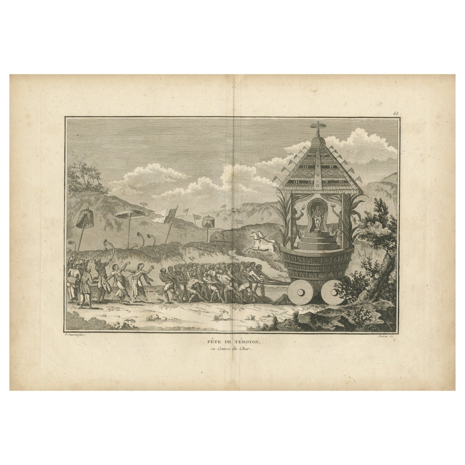 Hindu Festival Procession with Vishnu Cart, Engraving after Sonnerat, 1806