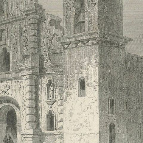 Honduras Colonial Church La Merced, 19th Century Architectural Engraving, 1867, close-up 4