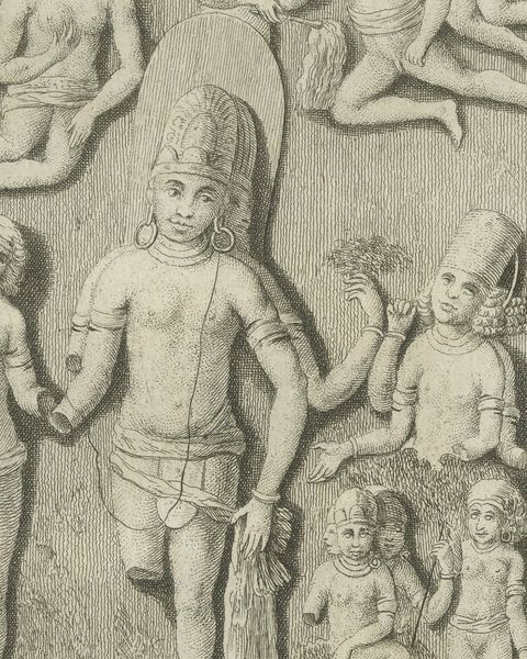 Elephanta Cave Sculpture at Station 7, Antique Niebuhr Print, 1780, close-up 1