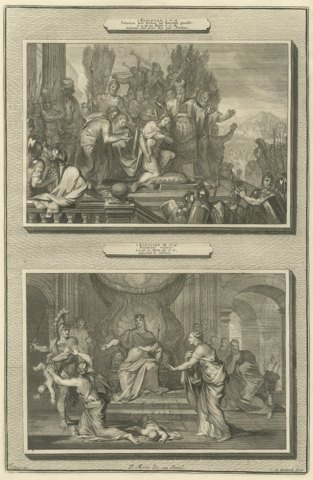 Solomon Anointed King and the Judgment of Solomon, Pieter Mortier, circa 1700