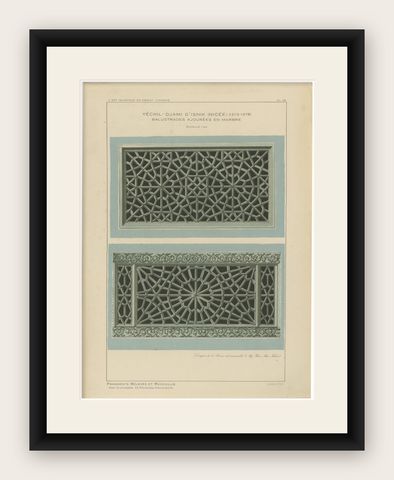 Antique Ottoman Marble Balustrades Print, Yeşil Mosque, İznik, Raymond, 1924, shown framed