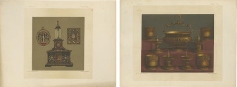 Pair of Chromolithographs of Bavarian Royal Chapel Objects, 1874, view 4