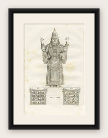 Antique Print of the Clothing of an Old Testament Priest by Ferrario, '1831', shown framed
