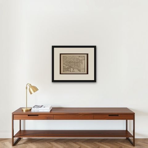 Antique Biblical Holy Land Map, Jerusalem, Palestine & Levant, De Fer 1703, shown framed on a wall, true to size
