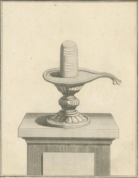 1806 Engraving: Sacred Lingam, Symbol of Shiva in Hindu Worship, close-up 3