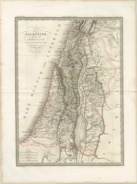 Antique Map of Palestine and the Holy Land, Lapie, Paris, 1838