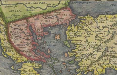 The Travels of Saint Paul, Antique Map by Abraham Ortelius, circa 1590, close-up 4