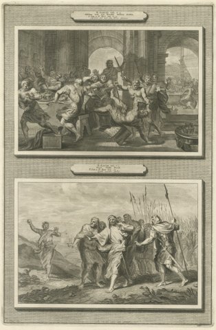 Absalom Has Amnon Killed and Shimei Curses David, Pieter Mortier, circa 1700