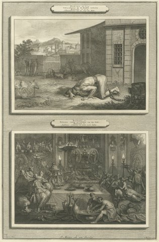Nebuchadnezzar Among the Beasts and Belshazzar's Feast, Mortier, circa 1700