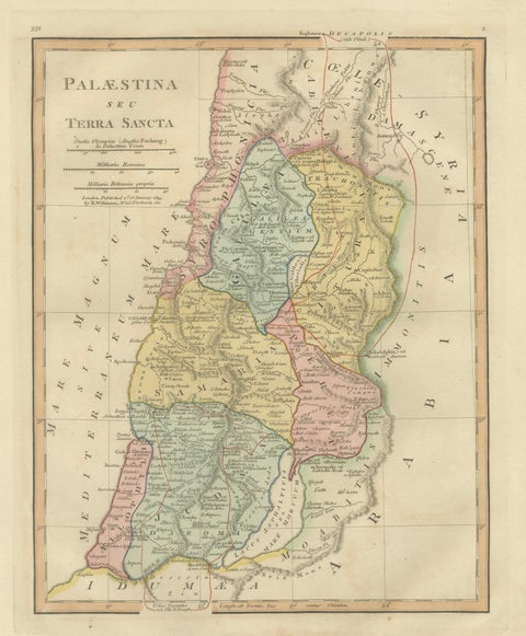 Holy Land Map, Palestina seu Terra Sancta, Biblical Geography, Wilkinson 1819, close-up 1