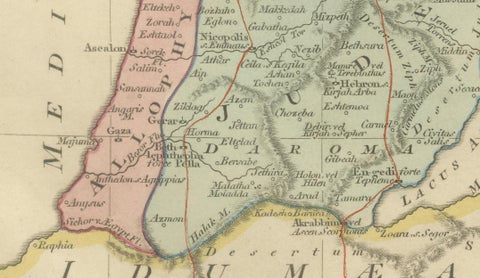 Holy Land Map, Palestina seu Terra Sancta, Biblical Geography, Wilkinson 1819, close-up 6