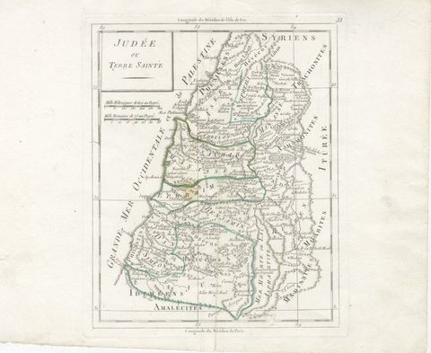 Antique Map of Judaea or the Holy Land with the Twelve Tribes, circa 1800