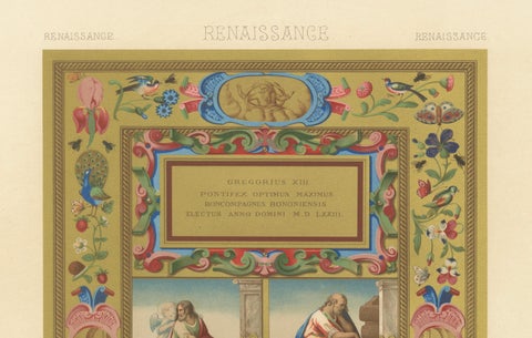 Renaissance Illumination of Pope Gregory XIII, Antique Print, Plate LXI, 1869, close-up 3