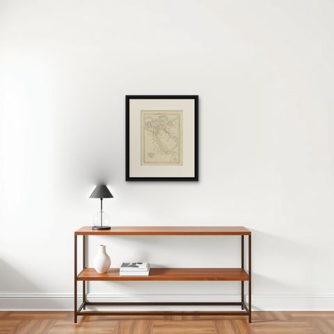 Antique Map of the Biblical Lands, Arabia and Canaan, Malte-Brun c.1820, shown framed on a wall, true to size